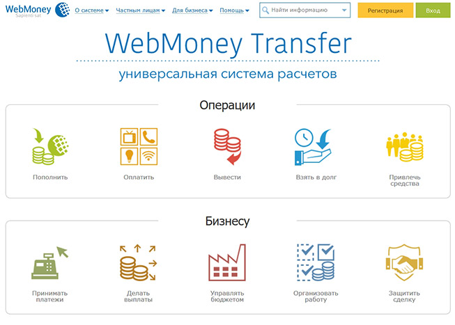 Сайт платежной системы Webmoney.